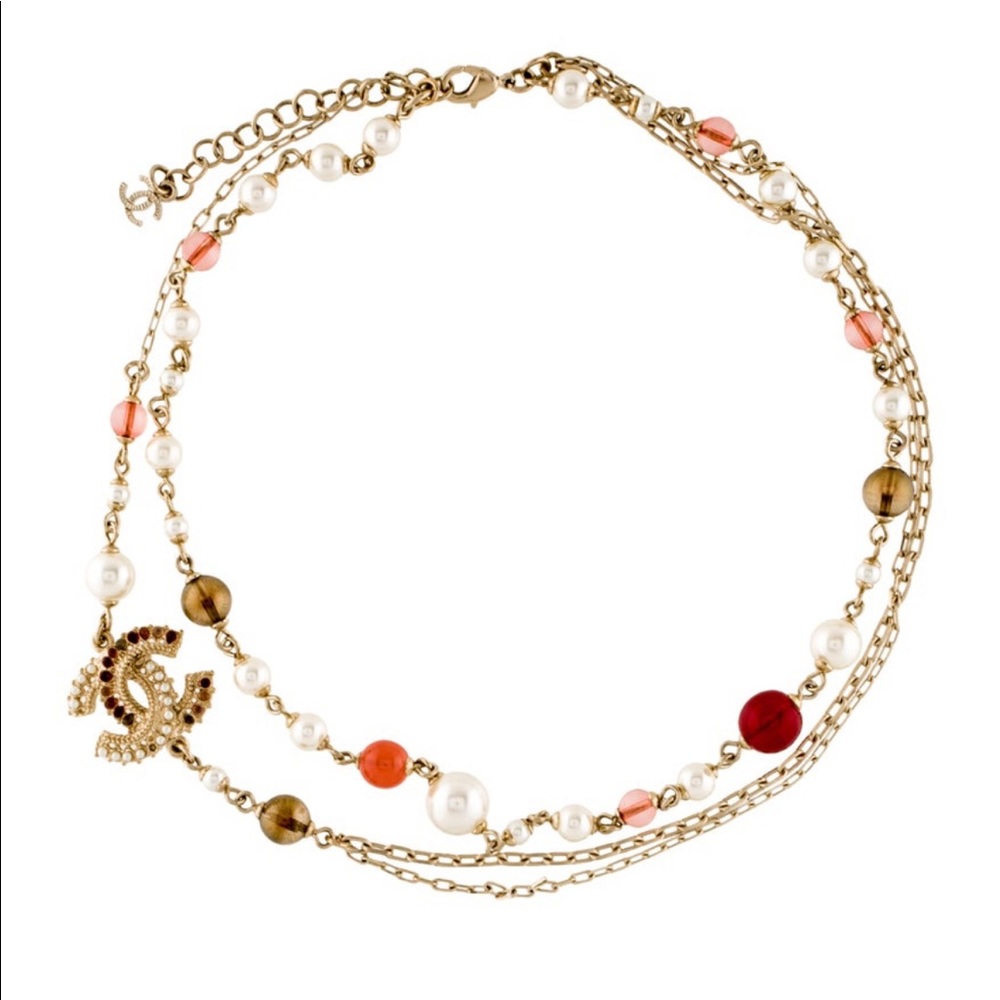 Chanel Faux Pearl + Resin Bead Necklace